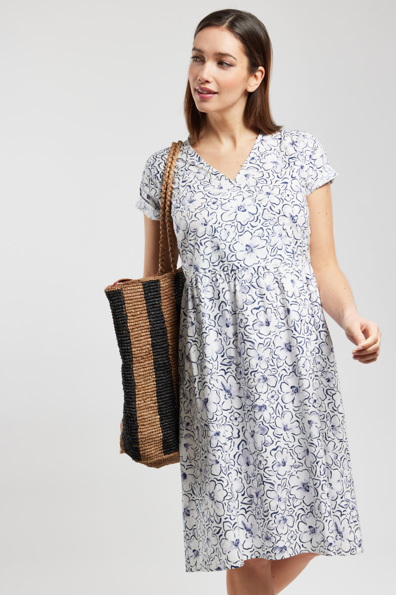 Robe cache-coeur fleurie - coton - 1