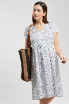 Robe cache-coeur fleurie - coton - 1
