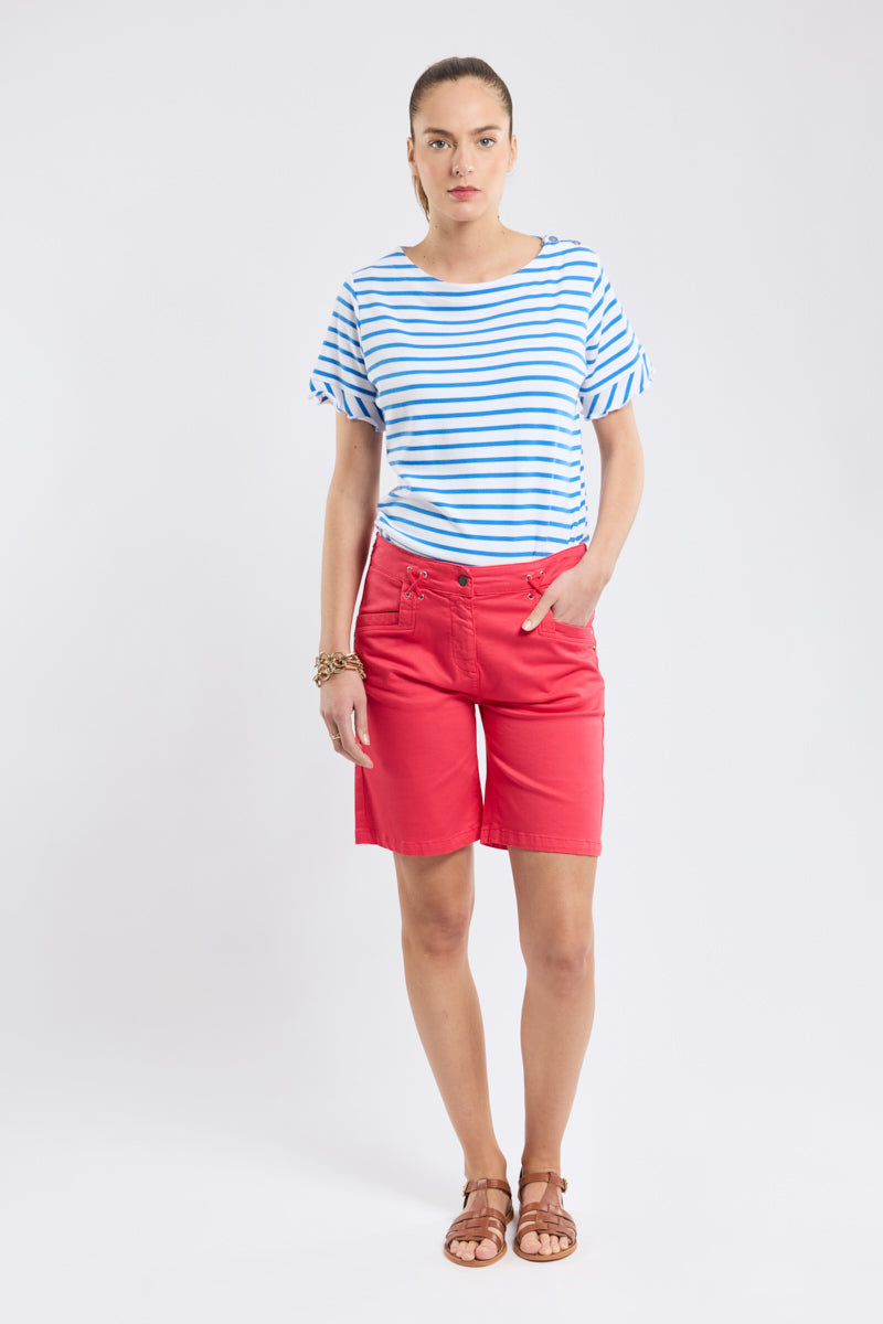 Short taille élastique - coton - 1
