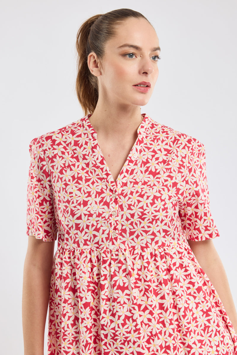 Robe courte fleurie - coton - 2