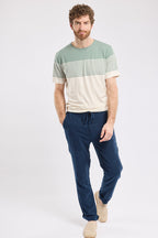 Pantalon taille élastique - coton et lin - 1