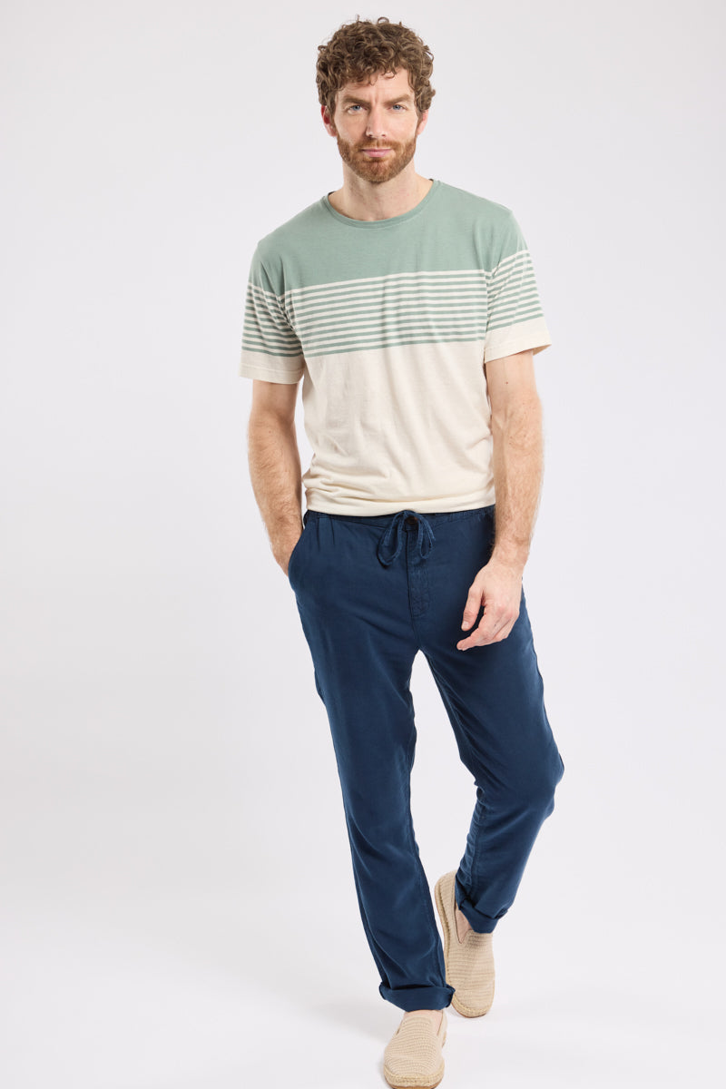 Pantalon taille élastique - coton et lin - 1