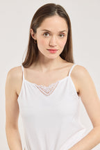 Débardeur col dentelle  - coton peigné - 2