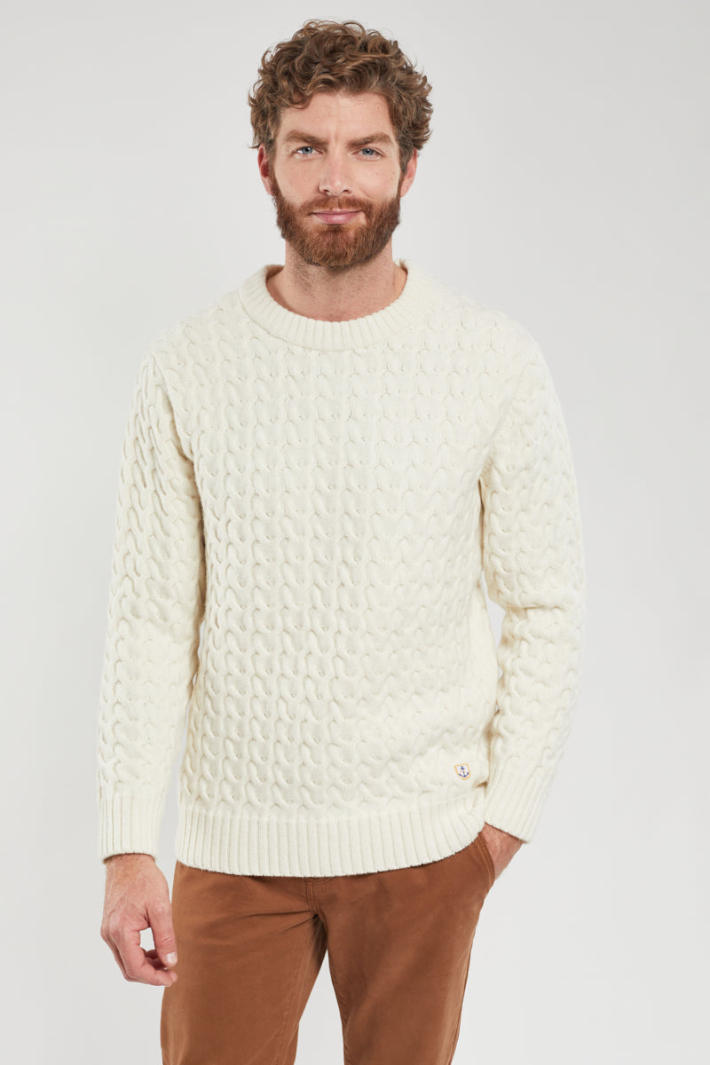 Pull maille torsadée - laine - 1
