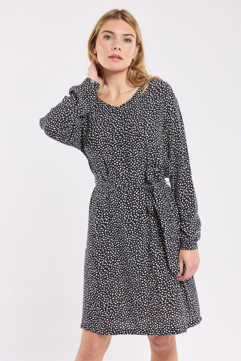 Robe ceinturée à pois - cupro - 2