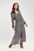 Robe longue fleurie - cupro - 1