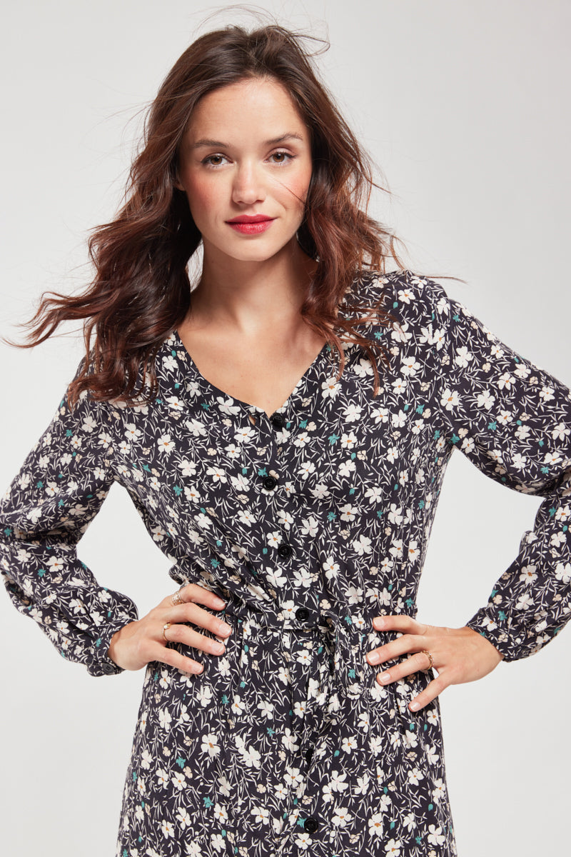 Robe longue fleurie - cupro - 2