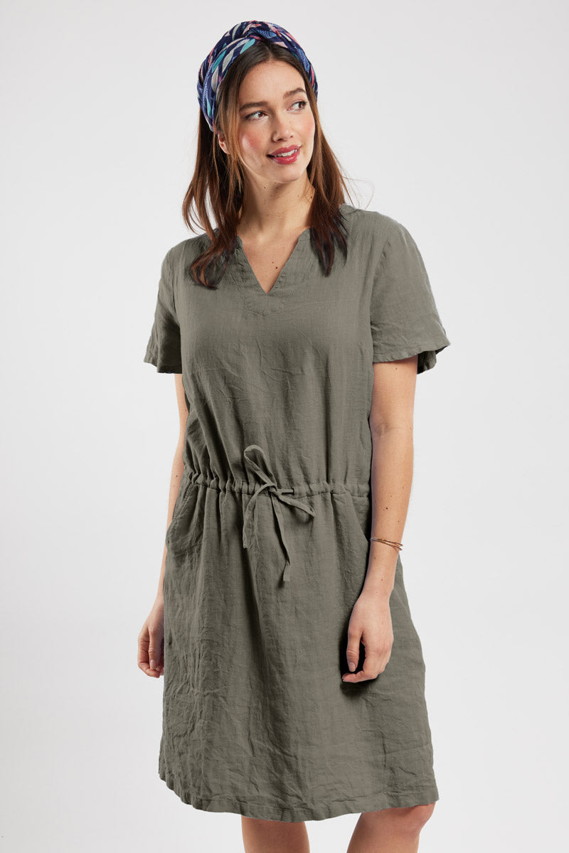 Robe ceinturée - lin - 1