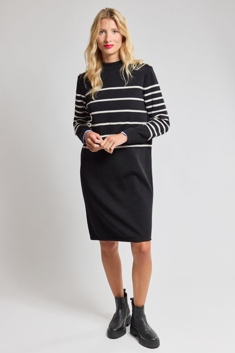 Robe pull rayée - laine - 1