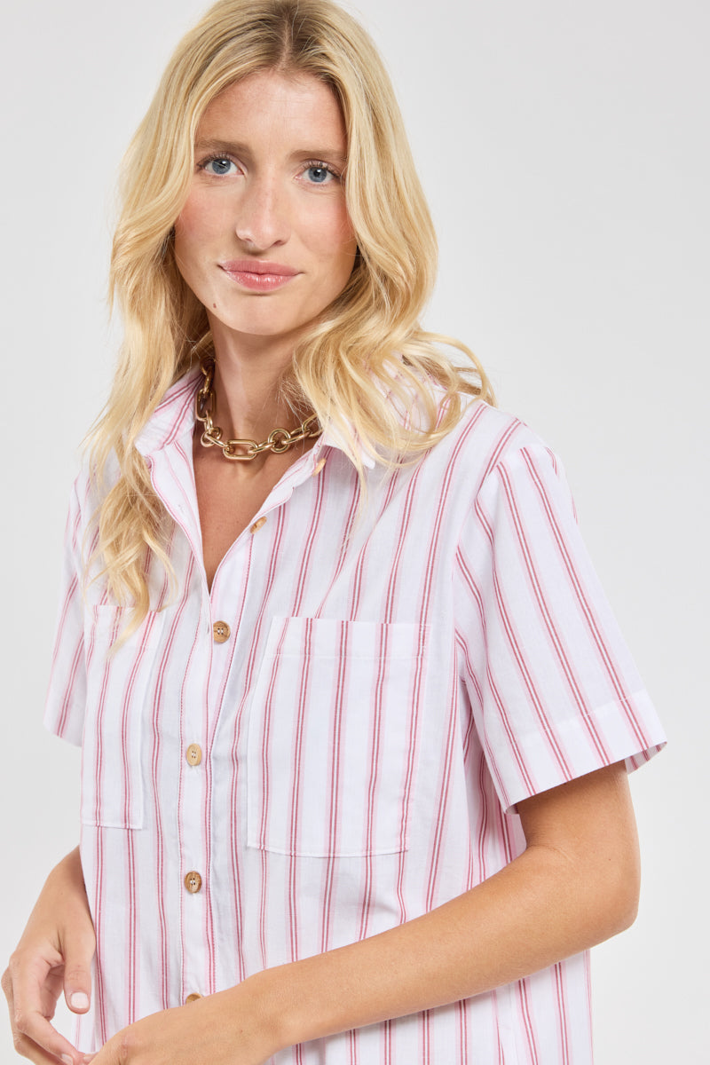 Robe chemise rayée - coton et lin - 4