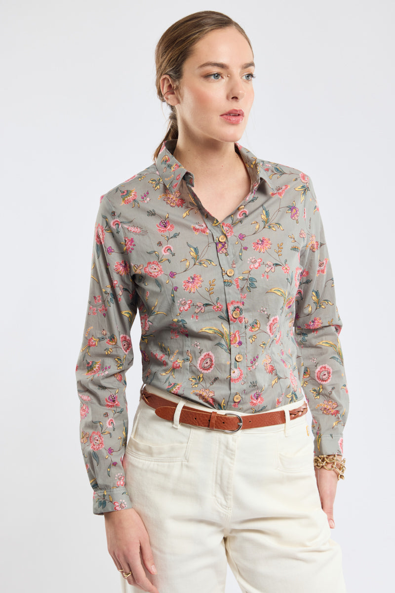 Chemisier fleuri - coton - 1