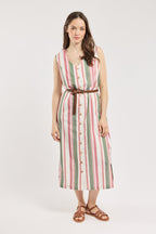 Robe longue rayée - coton - 1