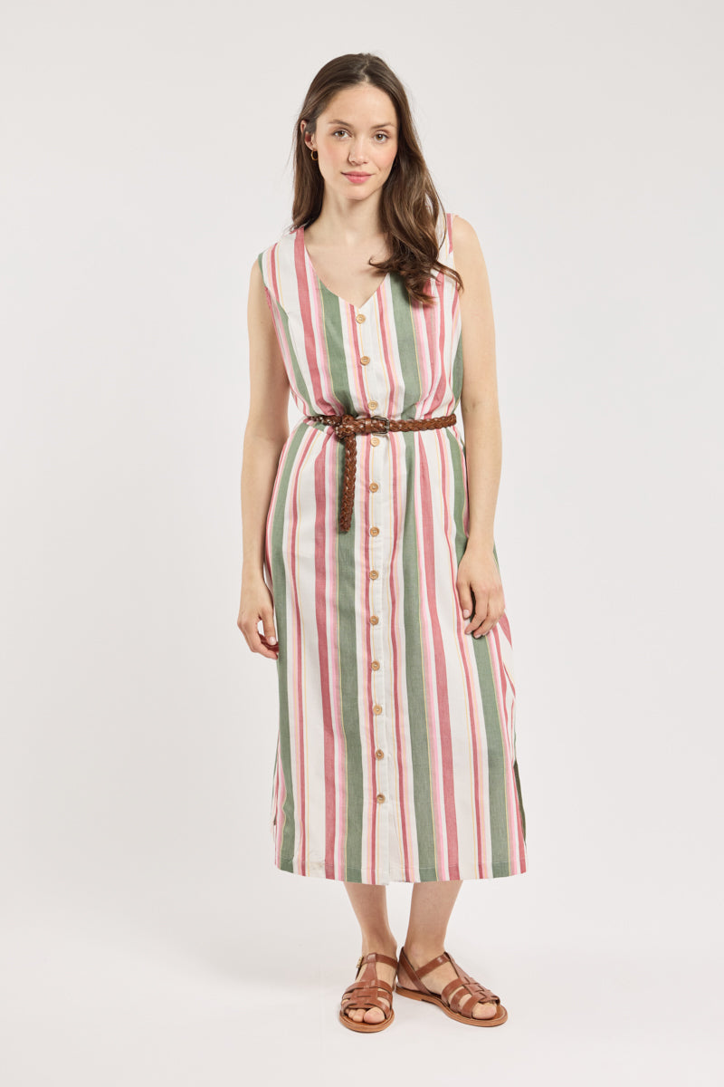 Robe longue rayée - coton - 1