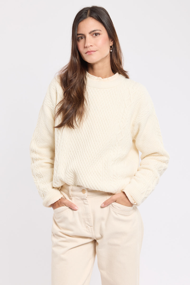 Pull à torsades - laine - 1