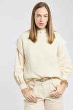 Pull torsades sans manche - laine - 1