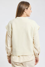 Pull torsades sans manche - laine - 2