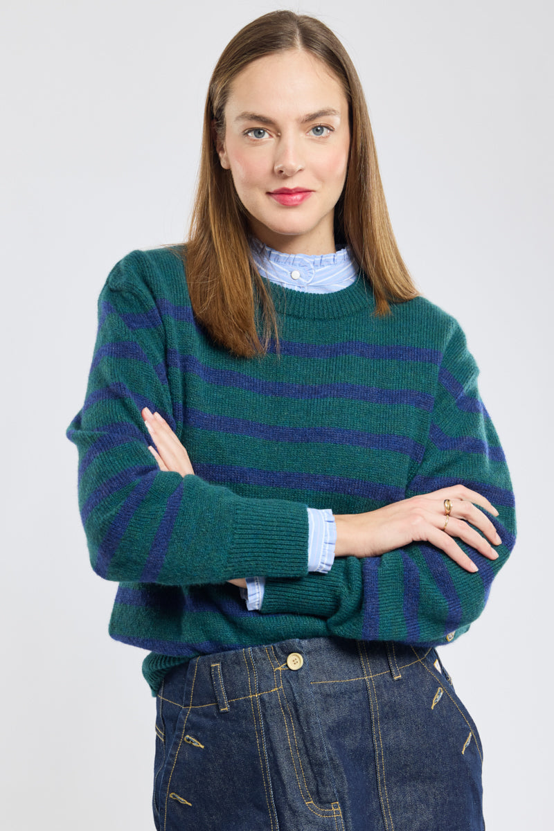 Pull marin rayé Heritage - alpaga et laine - 2