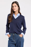 Pull trompe l'oeil - laine - 1