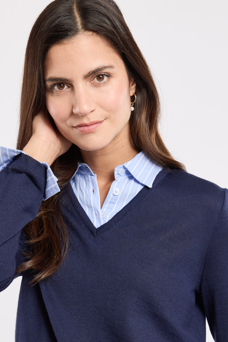 Pull trompe l'oeil - laine - 2