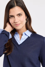 Pull trompe l'oeil - laine - 2