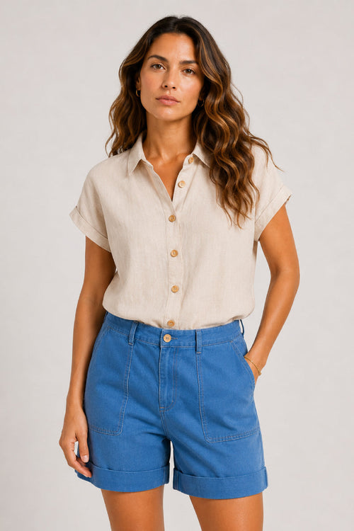 Chemise coupe boxy - lin - 1