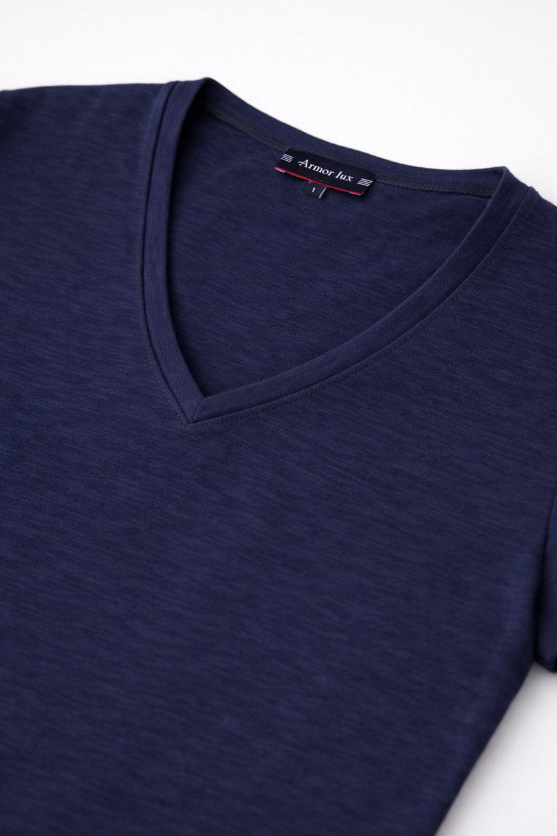 T-shirt col V - coton flammé - 2