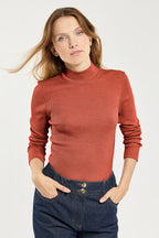 T-shirt col montant - laine et soie - 2