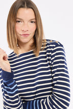 Marinière épaule boutonnée - coton épais - 4