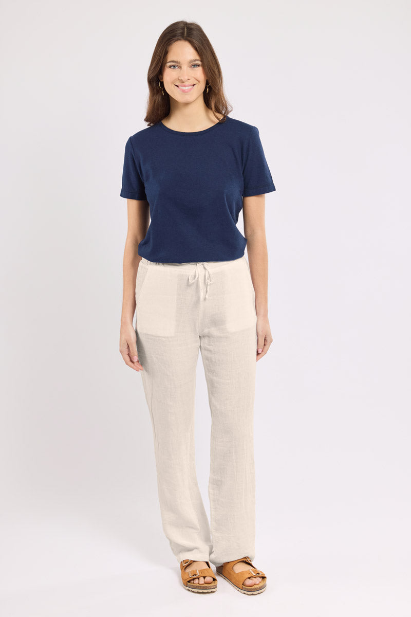 Pantalon taille élastique  - lin - 1