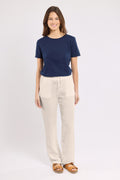 Pantalon taille élastique  - lin - 1