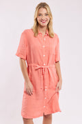 Robe courte ceinturée - lin - 1