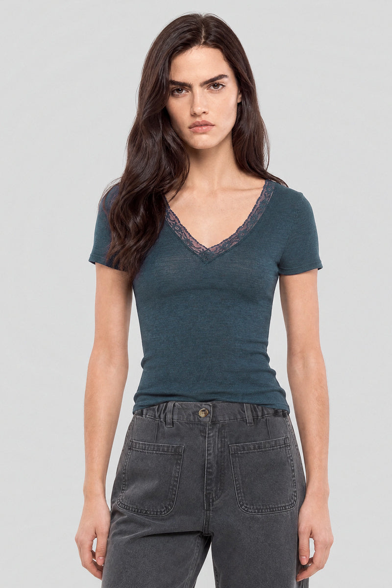T-shirt manches courtes - laine et soie - 5