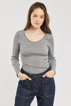 T-shirt manches longues - laine et soie - 1