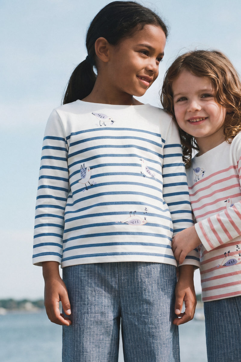Marinière mouettes Kids - coton épais - 1