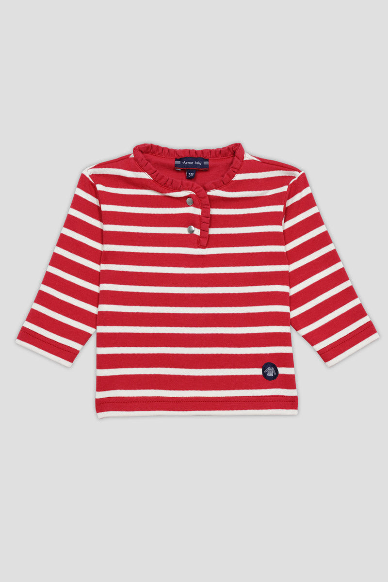 Marinière col boutonné Baby - coton épais - 1