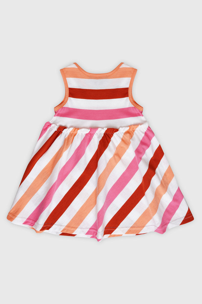 Robe rayée tricolore sans manches Baby- coton léger - 2
